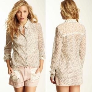 Free People all that glitters semi sheer blouse Size M